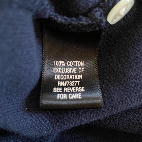 Croft & Barrow Cotton Navy Blue Polo Shirt with American Flag Mens Large - Picture 9 of 9